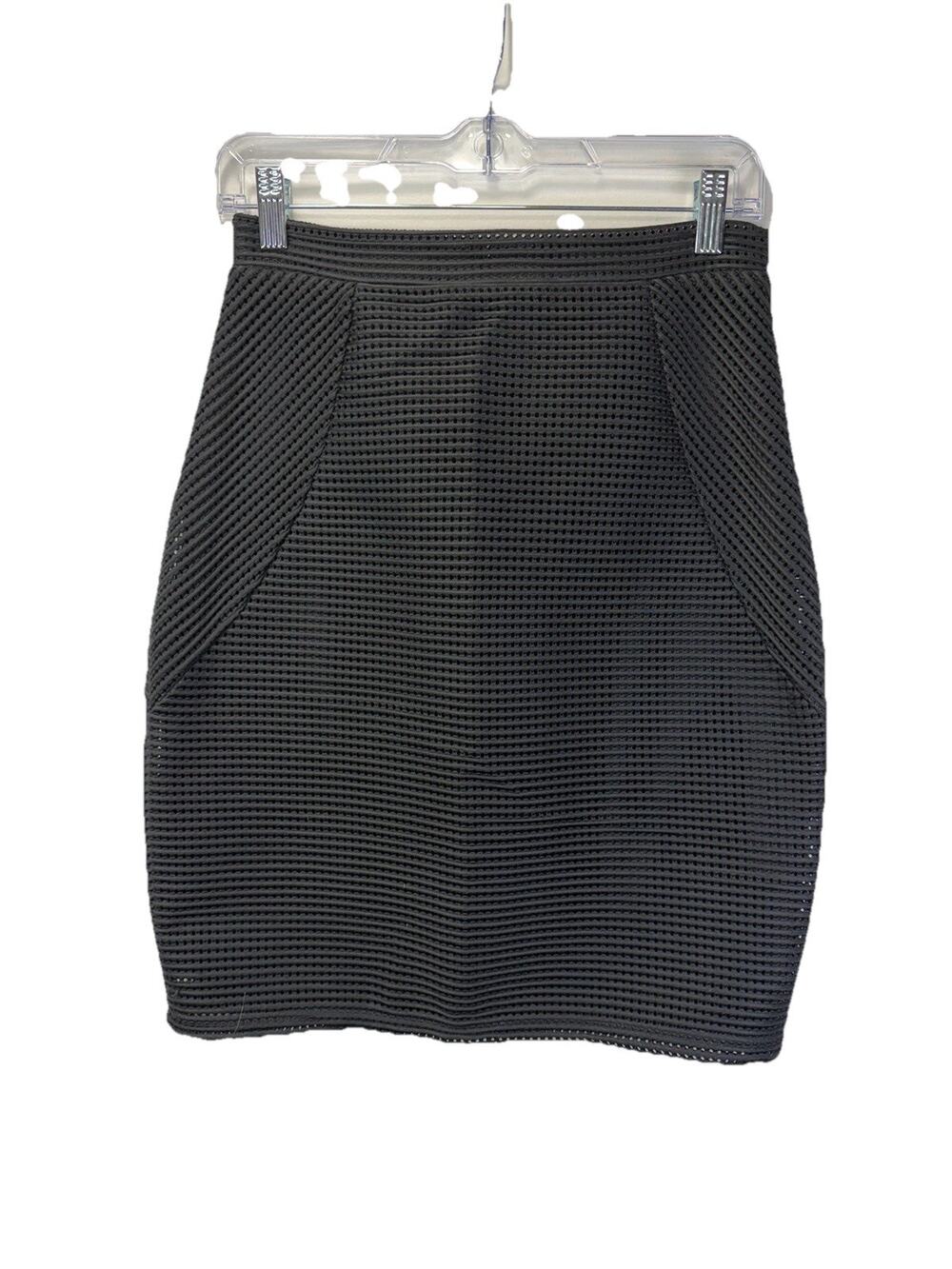 Reiss Women’s Black Textured Pencil Knee Length Skirt Sz 6 Lined Career